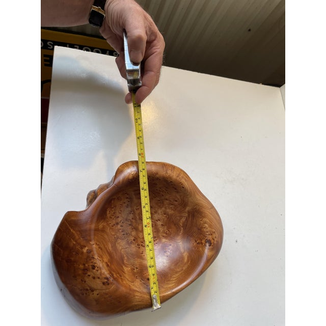 Vintage Swedish Natural Edge Burr Bowl in Elm, 1980s For Sale - Image 10 of 12