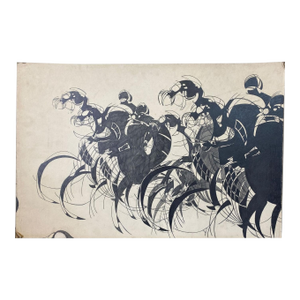 1990s Horse Race, Pen and Ink on Board, Signed Alton S Tobey