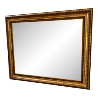 1970s Beveled Wall Mirror With Etched Gold Leaf Frame For Sale