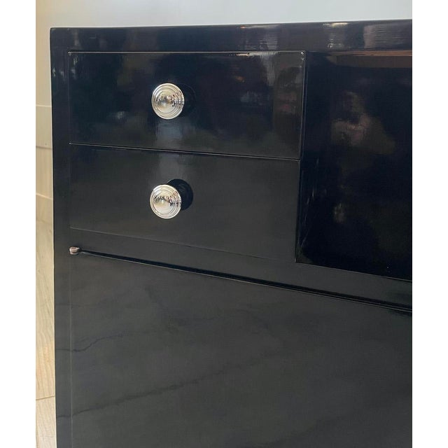 Art Deco Bedside Tables in Black Lacquer, 1940s, Set of 2 For Sale - Image 13 of 15