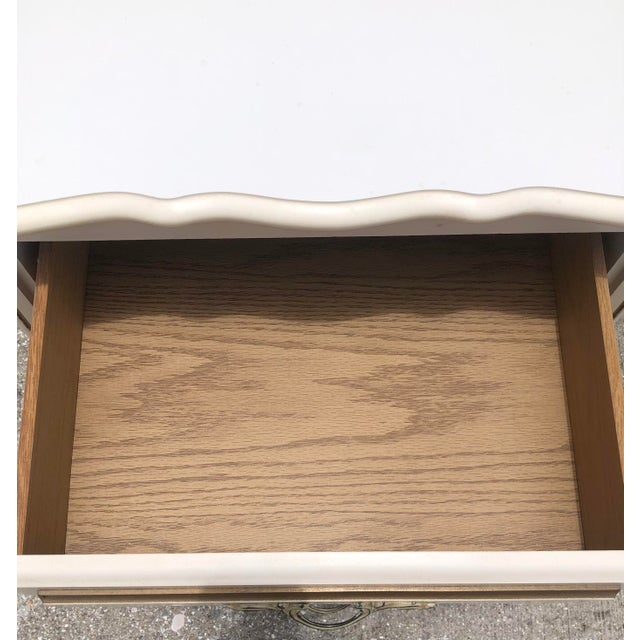 Wood Vintage French Provincial Ivory & Gold Side/End Table Nightstand For Sale - Image 7 of 14