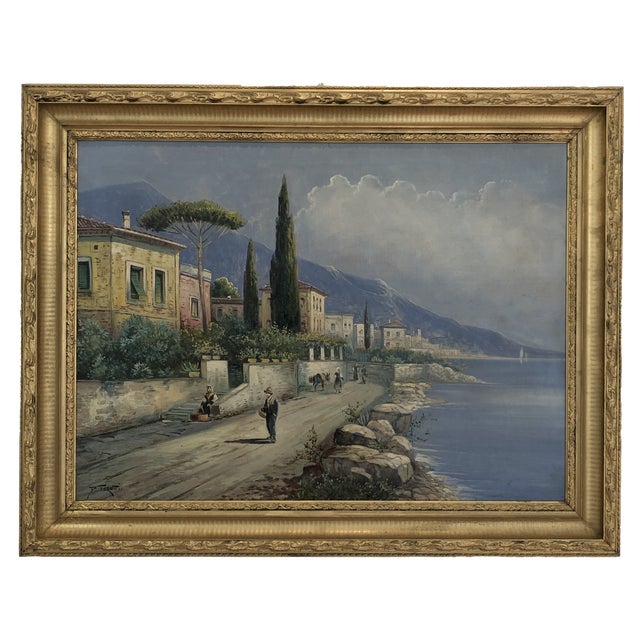 Pietro Toretti, Route côtière sud avec cèdres et pins, Oil on Canvas, Framed For Sale