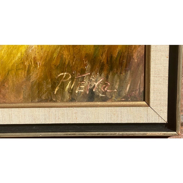 Compelling Mid-Century European (Or Latin American?) Oil Painting on Board, Signed; "Harvest Landscape" For Sale In San Francisco - Image 6 of 7