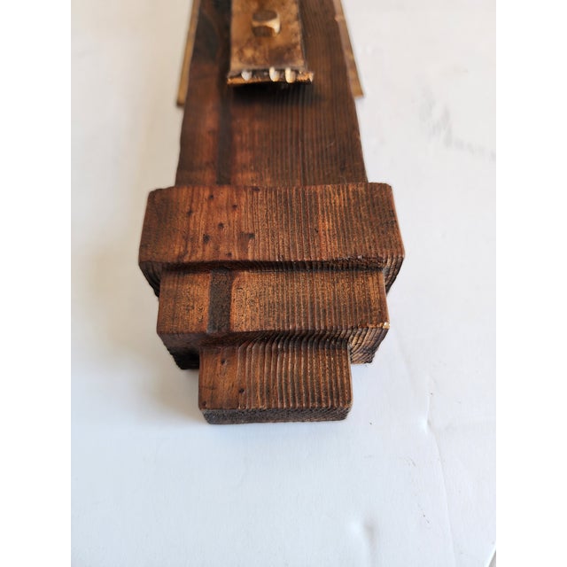 Vintage Spanish Revival Gilded Wrought Iron & Wood Wall Sconces-a Pair For Sale - Image 9 of 12