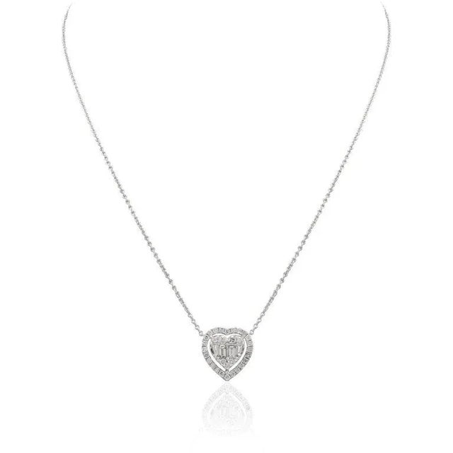 Not Yet Made - Made To Order 18k White Gold Heart Shape Diamond Modern Chain Necklace for Women For Sale - Image 5 of 13