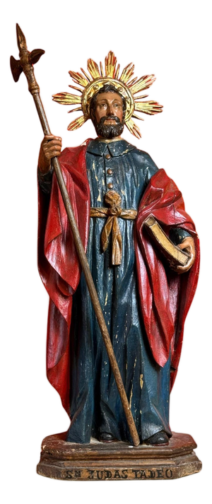 Spanish Artist, Large Sculpture of Saint Jude Thaddeus, 18th Century, Polychrome Wood