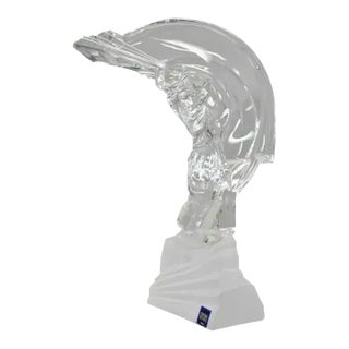 Late 20th Century Cristal De Sevres France Crystal Glass Golfer Golf Statue Sculpture For Sale