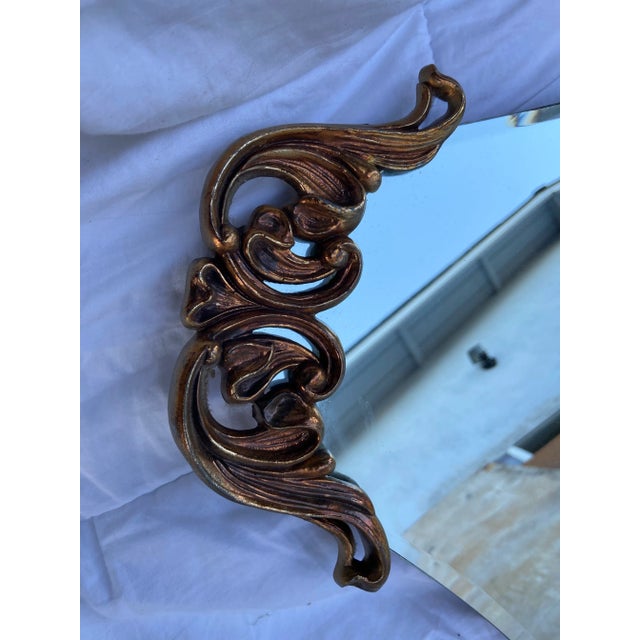 Vintage Mid Century Modern 1940’s Gold Rococo Hollywood Regency Wall Mirror For Sale - Image 11 of 12