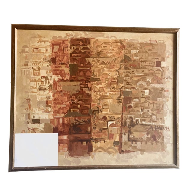 Mid 20th Century Abstract Textured Cityscape in Earth Tones -Signed Brodzinsky For Sale - Image 10 of 10