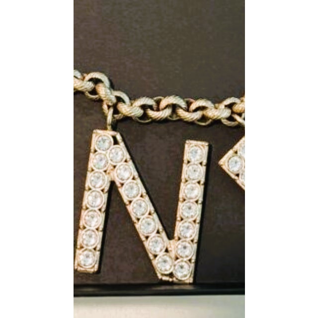 Vintage Lagerfeld Era Chanel Strass Crystal Logo Chain Belt Necklace Bag Jewelry For Sale - Image 12 of 16