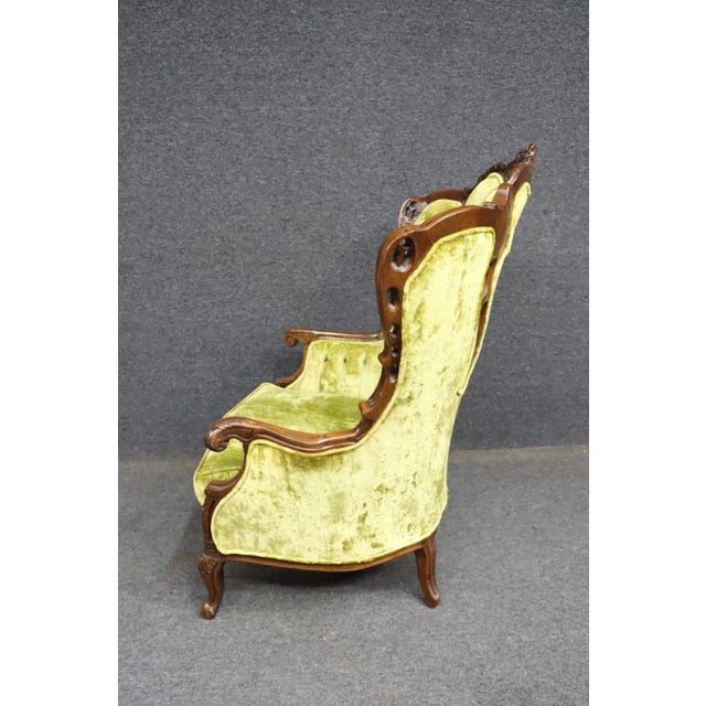 French French Crushed Velvet Wingback Chair For Sale - Image 3 of 10