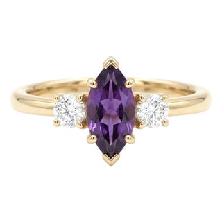 Amethyst Engagement Ring | Marquise Cut Gemstone Ring | February Birthstone Promise Ring for Women Us 7 For Sale