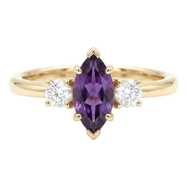 Amethyst Engagement Ring | Marquise Cut Gemstone Ring | February Birthstone Promise Ring for Women Us 7 For Sale