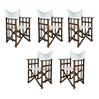 1930s Set of 5 Edwardian Canvas Directors Chairs, Loft and Garden Style Chairs For Sale