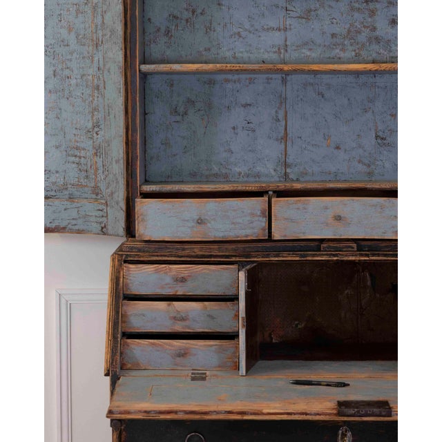 Black Danish 18th Century Bow-Fronted Rococo Secretary For Sale - Image 8 of 12