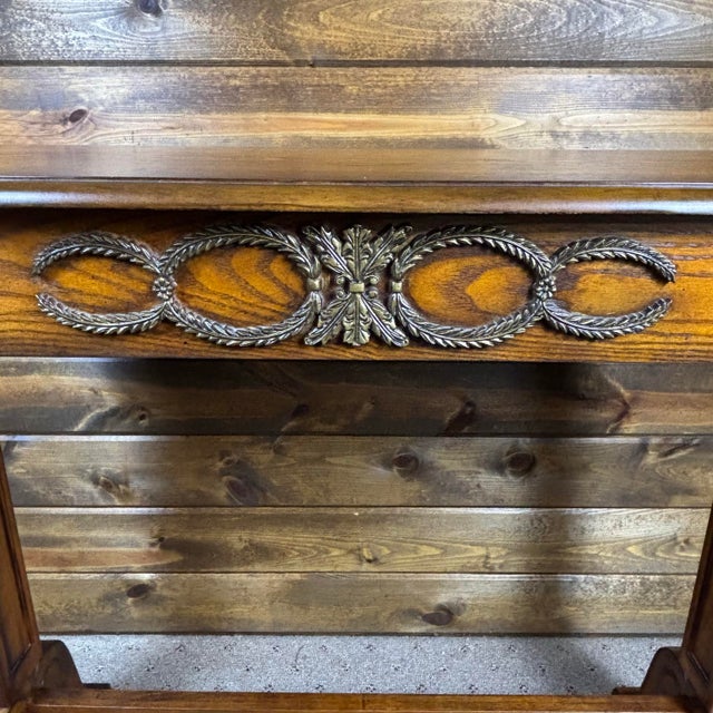 Vintage Oak Side Console Accent Table W Carved Accents and Scroll Feet For Sale - Image 4 of 10
