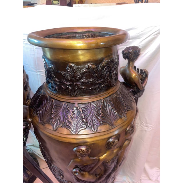 Huge Pair of French 19th Century Neoclassical Urns Solid Bronze For Sale - Image 11 of 12