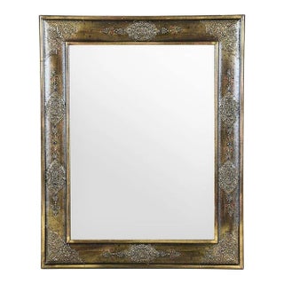 Traditional Embossed Metallic Painted Gold Finish Accent Mirror For Sale