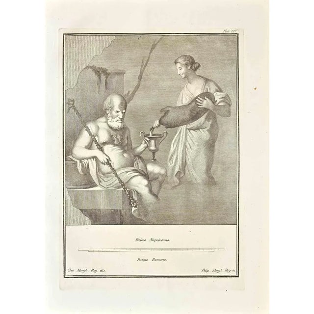Ancient roman scene from the series "antiquities of herculaneum", is an original etching on paper realized by giovanni...