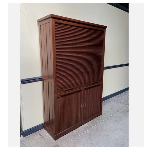 Brown Art Nouveau Roller Shutter Archive Cabinet, 1910 For Sale - Image 8 of 11