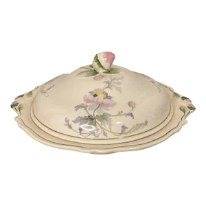 Early 1900's Steubenville Rose Dawn Pink Serving Dish With Lid