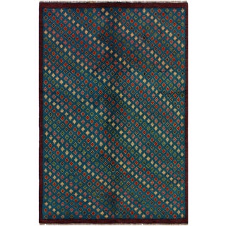 1990s Shabby Chic Tribal Balouchi Blue Wool Rug - 4′9″ × 6′5″ For Sale