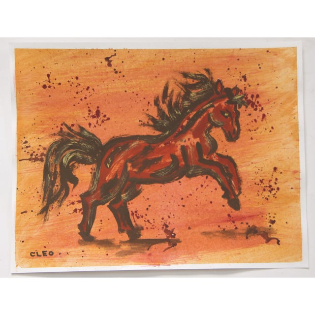 Abstract Horse Impressionist Expressionist Sienna Sepia Naples Yellow Original Painting by Cleo Plowden For Sale - Image 3 of 3