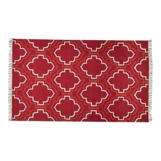 Borden Tile Recycled Yarn Indoor/Outdoor Red Rug - 5′ × 8′ For Sale
