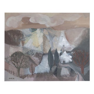 Tomàs Bel, Catalan Landscape, Mid-20th Century, Original Mixed Media For Sale