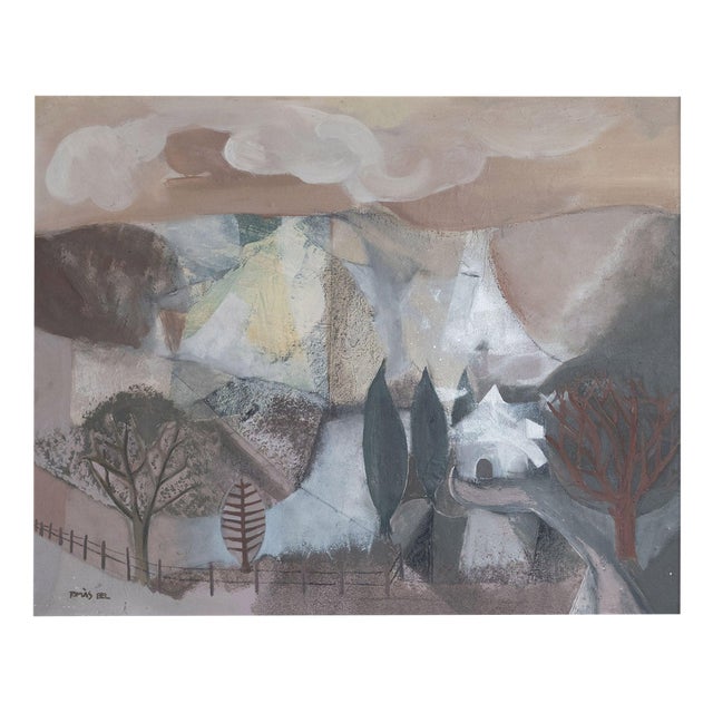 Tomàs Bel, Catalan Landscape, Mid-20th Century, Original Mixed Media For Sale