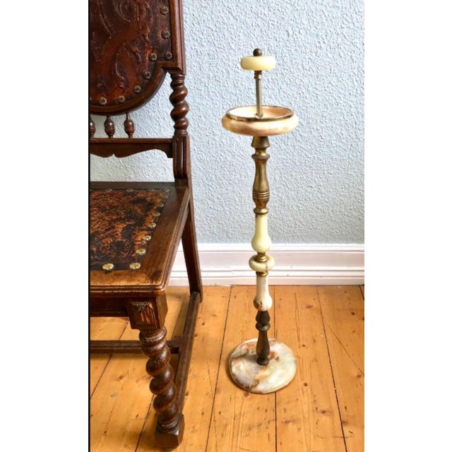 Vintage Brass and Onyx Ashen Cup Stand, 1950s For Sale - Image 4 of 5