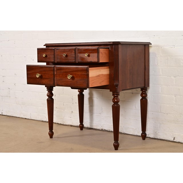 Ethan Allen French Regency Louis XVI Carved Cherry Wood Bedside Chest For Sale In South Bend - Image 6 of 17