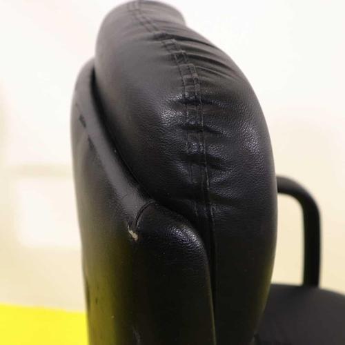 2000 - 2009 Vintage Black Faux Leather Swivel Office Chair For Sale - Image 5 of 10