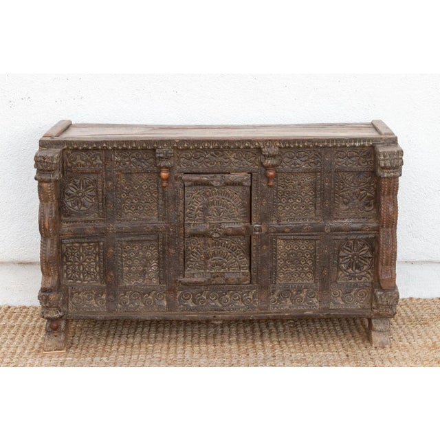 Indian Finely Carved Antique Indian Damachiya Cabinet For Sale - Image 3 of 10