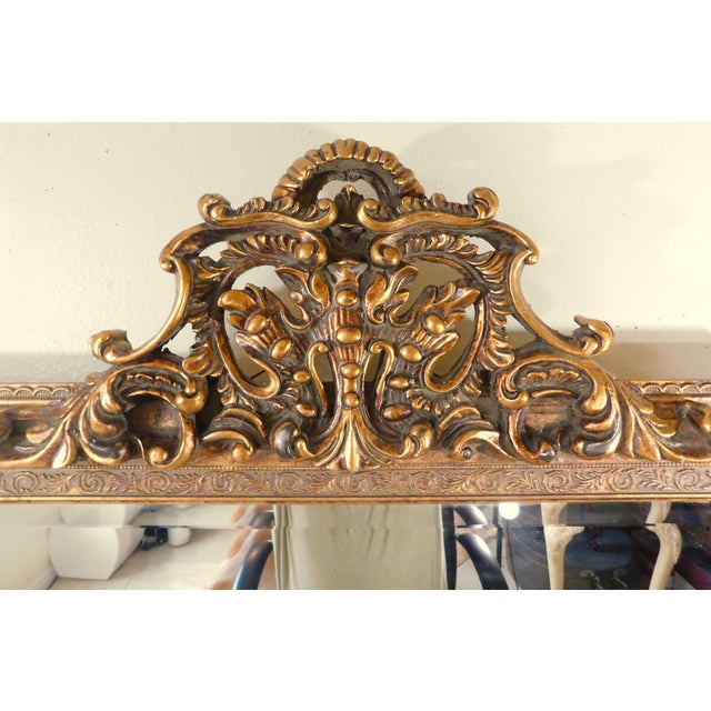 Large Vintage Black & Gold Column Beveled Hanging Wall Mirror For Sale In West Palm - Image 6 of 11