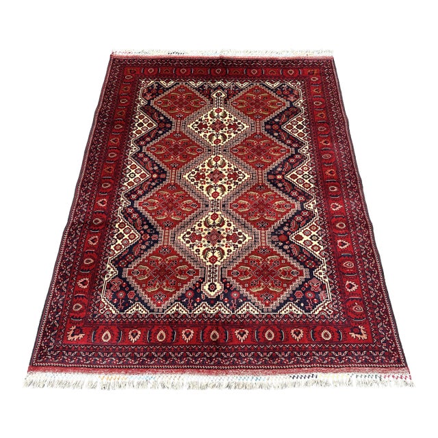 Fine Afghan Khal Mohammadi Biljik Wool Medallion Rug - 6'9" X 4'10" For Sale