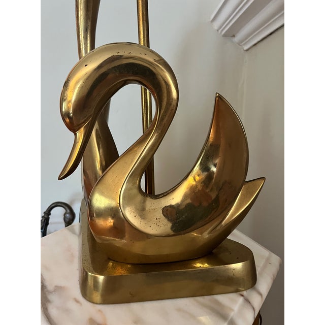 Mid-Century Modern Italian Brass Swan Table Lamp For Sale - Image 3 of 11
