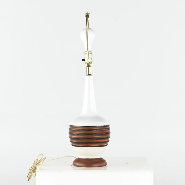 Wood Mid Century Table Lamps - Pair For Sale - Image 7 of 8