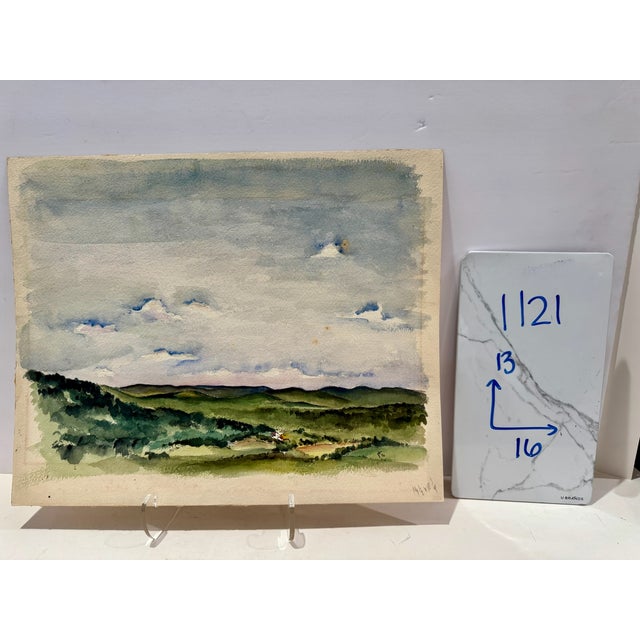 Henry Emil Salloch Original Watercolor on Paper Valley Landscape, 1940. For Sale In Atlanta - Image 6 of 6