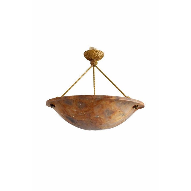 Modern Swedish Art Deco Alabaster Pendant Light, 1940s For Sale - Image 6 of 9