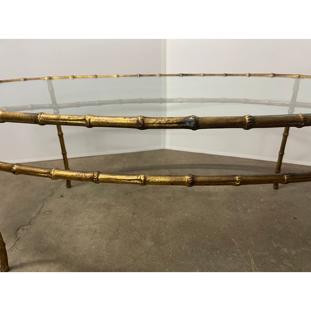 Vintage Hollywood Regency Style Faux Bamboo and Glass Top Coffee Table For Sale - Image 11 of 12