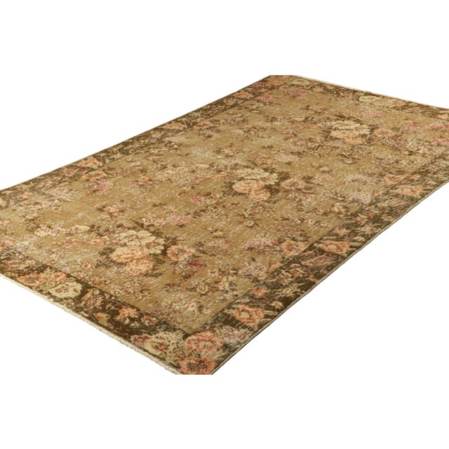 Rug & Kilim Vintage Karabagh Rug in Brown With All-Over Floral Patterns, From Rug & Kilim For Sale - Image 4 of 8