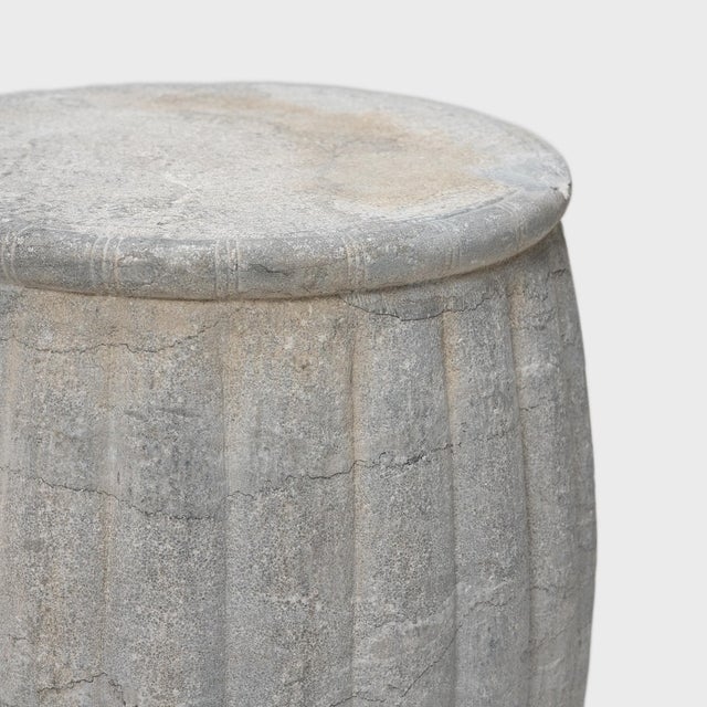 2020s Chinese Limestone Melon Drum Table For Sale - Image 5 of 5