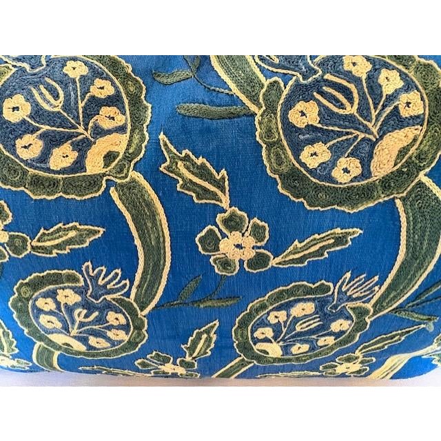 Boho Chic Pomegranate Embroidered Silk Pillow For Sale - Image 3 of 3