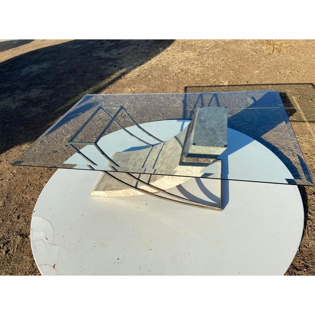 Vintage Postmodern Tessellated Stone & Glass Sculptural Coffee Cocktail Table For Sale In Sacramento - Image 6 of 17