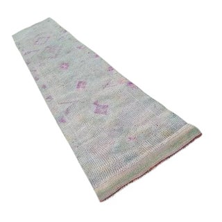 Vintage Coloured Hand Knotted Runner For Sale