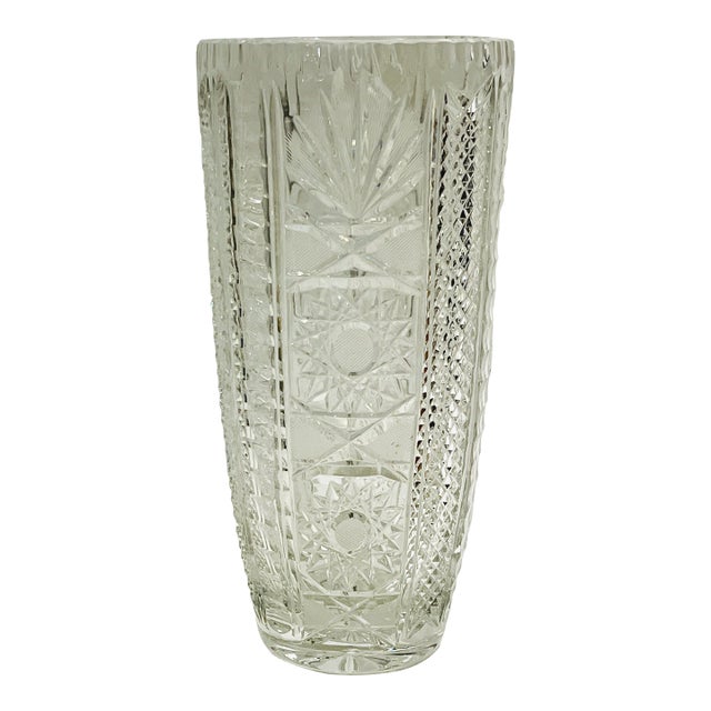 Vintage Cut Crystal Vase For Sale