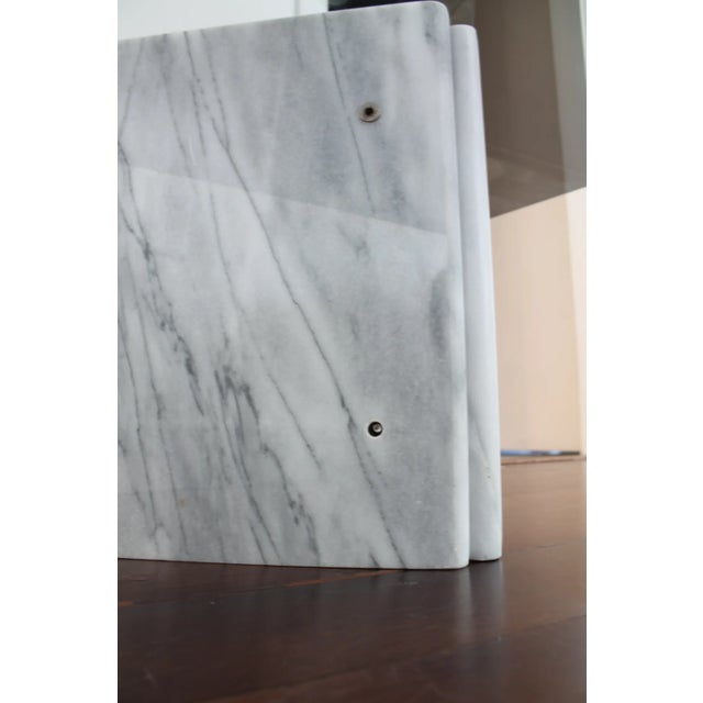 1970's White Carrara Marble Coffee Table With Smoke Glass Top For Sale - Image 9 of 12