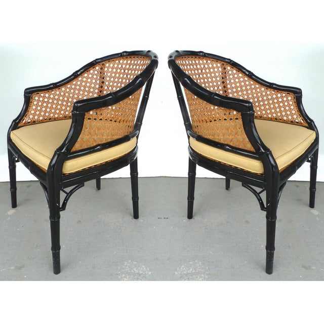 Lacquered FauxBamboo & Cane Chairs A Pair Chairish
