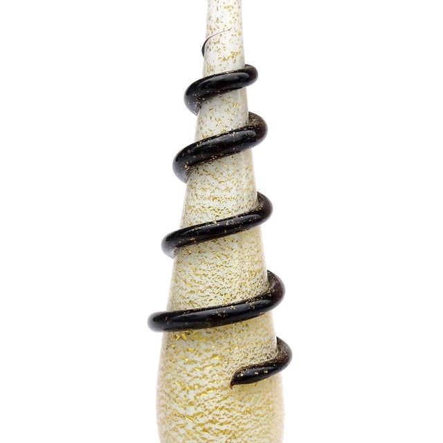 Mid-Century Modern Murano Barbini Vanity Jewelry Powder Box White Black Gold Flecks Spike Vintage Italian Art Glass For Sale - Image 3 of 9